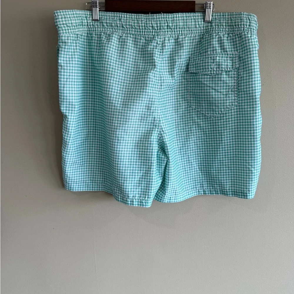 Men's Green White Checkered Swim Shorts